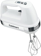 Cuisinart Power Advantage PLUS 9-Speed Hand Mixer, 220W-Motor Hand Blender Electric Mixer with 9 Speed Settings, Extra-Long Dishwasher-Safe Beaters, 3 Low Mixing Speeds, Storage Case, HM-90S, White