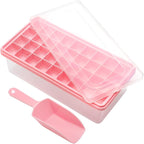 Silicone Ice Cube Tray with Leak-Proof Lid & Storage Bin for Freezer – BPA-Free 36-Piece Nugget Ice Molds, Spill-Resistant Cover & Ice Scoop Container Cover