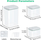 3 Pack Flour and Sugar Storage Containers with Pop-up Lid, 1.26Qt + 2.11Qt + 3.48Qt Food Storage Container for Rice, Spaghetti, Pasta, Nuts, Snack, Candy, Dog Treat, Kitchen Pantry Organization