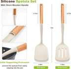 Pack of 2 Silicone Spatula Set with Elegant Wooden Handle, Heat Resistant Solid & Slotted Turner for Non Stick Pans, Great Kitchen Spatulas, Cooking Utensils for Sautéing, Frying and Flipping