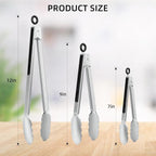 NileHome Tongs for Cooking, Professional Stainless Steel Cooking Tongs – Heat-Resistant for Grilling, BBQ, Serving Salad, Pasta, and Kitchen Use, Dishwasher Safe, Set of 7" 9" 12", Silver