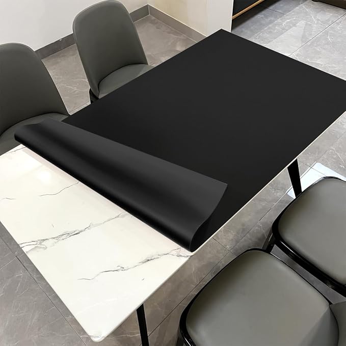 Leather Desk Pad - 40x70 Inch Waterproof Easy to Clean Can Conceal Flaws Protector The Table Top from Scratches Used for Dining (Black+Black 40x70)