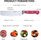 Nakiri Knife, 6.7 Inch, German High Carbon Steel, ABS Handle, Vibrant Colors, Cleaver, Gift Box