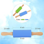Mini Silicone Rolling Pin for Kids, Non-stick Surface Wood Handle, 9 Inch 20 Pack