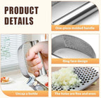 Stainless Steel Garlic Press, 2026 Upgrade Garlic Press Rocker Heavy Duty Stainless Steel Garlic Mincer, Heavy Garlic Chopper with Peeler And Cleaning Brush (With Corkscrew)