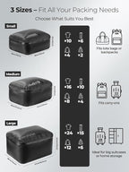 Vacuum Bags for Travel with Wireless Pump, 180° Open Zipper, IP67 Waterproof, Reusable Space Saver Compression Bags for Backpack, Suitcase, Home Storage(3 Pack + Pump)