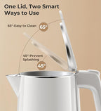 Electric Kettle 1.0L 1200W, 7 Temp Settings, 4H Keep-Warm, Fast-Boil Stainless Steel Electric Tea Kettle, 120V Water Boiler with Auto-Shut Off, Cool Touch PP Exterior for Home Office, White