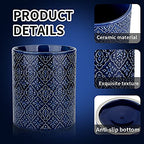 Kitchen Utensil Holder, Large Utensil Holders for Countertop, 6 x 7 Inches Ceramic Utensil Crock, Deep and Stable, Cooking Utensil Holder, Embossed Pattern (BLue) - view 2