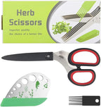 Luxiv Stainless Steel Scissors with Herb Stripper, 5-Blade Set and Cleaning Comb (Black)