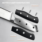 Alata 6-Piece Steak Knives Set with Block, 4.7 Inch with Serrated Edge Razor-Sharp Dinner Knives, Full-Tang Construction, Dishwasher Safe