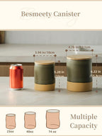 Besmeety Canisters Sets for the Kitchen, 23 oz x 40 oz Flour Sugar Storage Containers, Ceramic Kitchen Canisters for Countertop Set of 2 with Airtight Lids