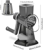Cheese Grater Rotary Cheese Grater,Versatile Cheese Shredder,Blades for Shredding, Grating, Slicing,Cheese Shredder with Suction Base and Cleaning Brush Kitchen Gift (gray)