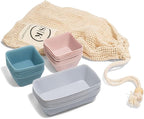 The Silicone Kitchen Reusable Silicone Bento Baking Cups, Non-Toxic, BPA Free, Dishwasher Safe Bento Box Accessories Lunch Box Dividers, Square and Rectangle, 24 Pack, Pink, Blue, Gray