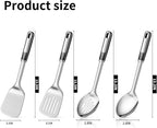 Pack of 4 Cooking Utensils Set, Large Solid Spatulas, Heat Resistant Slotted Spoons, Ideal Kitchen Turners for Frying, Mixing,Serving,Draining,Turning,Stirring