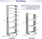 7-Tier Slim Storage Cart, Wooden Rolling Pantry Cabinet with Wheels, Narrow Shelf Organizer for Kitchen, Bakers Rack, Dining Room, Closet, Small Spaces Warm White 73.2" H*9.8" W*23.6" D