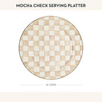 MACKENZIE-CHILDS Enamel Serving Platter, Decorative Serving Platter for Food, 16 Inches, Brown-and-White Mocha Check