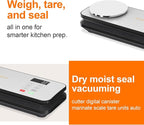 Vacuum Sealer for Food, 90kPA Powerful Food Saver Vacuum Sealer Machine with Digital Kitchen Scale, 12-in-1 Food Vacuum Sealer with Dry & Moist Food Modes, 10 pcs & 1 Roll Vacuum Bags, Starter Kits