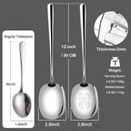 SOLEADER Extra Large Slotted Serving Spoon, 12 Inch Stainless Steel, Slotted Spoons for Cooking, Buffet Silverware, Dishwasher Safe, Pack of 12