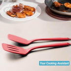 600˚F Heat Resistant Silicone Spatula Set, 13.6" Kitchen Spatula Turners for Non Stick Cookware, Flexible Spatulas with Thin Edges, Seamless Cooking Utensils for Fish, Eggs, Pancakes, Red