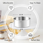 Leonyo 6 Inch Round Cake Pans Set of 3, Stainless Steel Round Layer Cake Baking Pans, Metal Baking Tins for Wedding Birthday, Even Heating, Non Toxic & Healthy, Heavy-Duty, Dishwasher