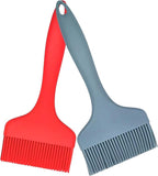 2 Pcs Of Large Silicone Basting Brushes One-Piece Design Pastry Brush Spread Oil Butter Sauce Marinade For Grill BBQ Baking Heat Resistant Kitchen Cooking Dishwasher Safe (Red And Gray)