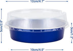 Beasea Mini Tart Pan 100 Pack with Lids, 4 Inch 8oz Blue Disposable Aluminum Baking Foil Tins Small Round Tart Container for Individual Dessert Cupcake Muffin Cheesecake Ramekins Quiche Oven Dishes