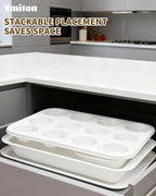 Nonstick Baking Pans Set, 19 PCS Stackable Bakeware Sets, Oven Pan Set Includes Baking Tray, Cookie Sheet, Cake Pans, Loaf Pan, Muffin Pan, Silicone Cups