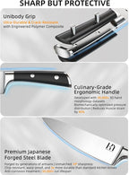 2025 Knife Set 15 Pcs Japanese High Carbon Stainless Steel Kitchen Knife Sets with Block & Sharpener, Premium Razor-Sharp Black Knives Block Set for Kitchen, Ergonomic Full-Tang Handle