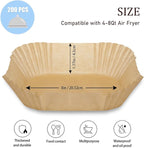200PCS Air Fryer Paper Liners, Disposable Non-Stick Air Fryer Parchment Paper Fit 4-8QT Air fryer Basket Oil Resistant, Waterproof Baking Paper Roasting Microwave (Square,8 Inch)