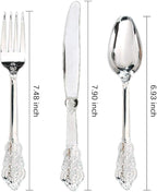 WDF 360 Pieces Silver Plastic Silverware- Disposable Flatware - Heavyweight Plastic Cutlery- Includes 120 Forks, 120 Spoons, 120 Knives for Christmas