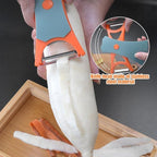 2 In 1 Fruit Peeler,Peeling and shredding Vegetables Potato Vegetable Peeler Carbon Steel Blade,Multi Function Stainless Steel Vegetable Peeler with Straight and Serrated Blades (2PCS-A)