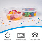 EDI [8 OZ, 50 Sets] Plastic Deli Food Storage Containers with Airtight Lids | Microwave-, Freezer-, Dishwasher-Safe | BPA Free | Heavy-Duty | Meal Prep | Leakproof | Recyclable