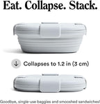 STOJO Collapsible Sandwich Box – 24oz, Reusable Food Storage Container, Silicone Bowl for Hot/Cold Food – Meal Prep, Lunch, Camping, Hiking – Dishwasher Safe (Set of 1, Cashmere)
