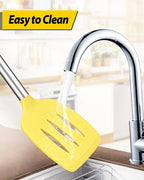 Pack of 2 Silicone Solid Turner, Non Stick Slotted Kitchen Spatulas, High Heat Resistant BPA Free Cooking Utensils, Ideal Cookware for Fish, Eggs, Pancakes(Yellow)