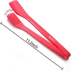 Mu&Ti Silicone Kitchen Tongs 11 Inch Spatula Silicone Toast Tongs Salad Tongs for Cooking Salad BBQ Serving Toast Grilling Locking Frying Baking Steak(Red)