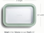 Caraway 2pc Glass Food Storage Set - 6.6 Cup Food Containers (2) - Ceramic Coated - Non Toxic, Non Stick Lunch Box with Lids. Dishwasher, Oven, & Microwave Safe - Mist