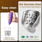 SUPRUS Ultra Fast Handheld Milk Frother Double Whisk with Stand 2 Batteries Stainless Steel for Lattes Cappuccino Matcha Hot Chocolate Coffee Bar Accessories Kitchen Gadgets Gift