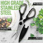Scissors Heavy Duty - Ultra Sharp Stainless Steel Kitchen Shears With Protective Cover - Multipurpose Food Scissors & Meat Scissors For Poultry, Fish, Herbs, & More (Black) - view 2