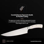 DURA LIVING 8-Inch Chef Knife – Ultra-Sharp German High Carbon Stainless Steel, Full Tang, Ergonomic Handle, Multipurpose Kitchen Knife for Chopping, Slicing, and Dicing, Cream