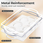 Muffin Top Pan Non Stick, 4 Inch Metal Frame Round Silicone Egg Baking Pan for Oven English Muffins, Whoopie Pies, Corn Bread, Egg Bites, Breakfast Sandwiches Tarts 3 Pack Confetti
