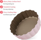 Mini Round Tart Pan with Removable Bottom, Nonstick Mini Pie Pans for Baking, Carbon Steel Quiche Pan Set for Cupcake Muffin Cakes and Desserts, Including 6 Tart Pan and 1 Tart Tamper (Multicolor)