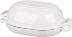 Enameled Cast Iron Sourdough Bread Oven, Dutch Oven, Loaf Cast Iron Bread Pan for Homemade Bread Baking, Meatloaf Pan with Lid, 7QT, White