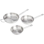 Amazon Basics 3-Piece Stainless Steel Aluminum-Clad Fry Pan Set with 8", 9 1/2", and 12"