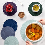 Heat-Resistant Silicone Trivet Mats, Non-Slip Hot Plate Holder for Kitchen Countertops & Dining Table, Reusable Pot Holder Pad with Secure Grip, Dishwasher Safe (Purple, Diameter: 30cm/11.81")