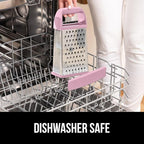 GORILLA GRIP 4-Sided 100% BPA-Free Cheese Grater With Container, Stainless Steel XL Box Graters, Parmesan Shredder, Grate Cheeses, Shred Veggies, Slip Resistant Handle, Dishwasher Safe Zester, Pink