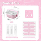 Ruckae 5oz 100 Pcs Square Mini Loaf Pans with Lids-Disposable Foil Dessert Containers,Mini Cake Pans with Lids,Aluminum Dessert Cups for Parties and Weddings (Pink, 5oz)