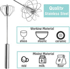 Semi-automatic Whisk, Stainless Steel Egg Beater, Hand Push Rotary Whisks Mixer Stirrer for Making Cream, Whisking, Beating and Stirring (10+12Inch)