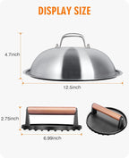 homenote Griddle Accessories for Blackstone, Commercial Grade 12 Inch Heavy Duty Melting Dome with Round Cast Iron Smash Burger Press Perfect for Flat Top Hibachi Grill Outdoor Indoor