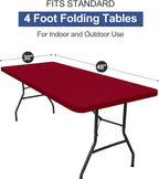 homing Rectangle Table Cloth Cover, Waterproof Polyester Elastic Fitted Tablecloth, Fits for 4 Foot Folding Tables, Washable Table Protector for Picnic, Camping, Outdoor (Wine Red, 30" x 48")