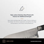 DURA LIVING Paring Knife - 3.5 Inch Black Nonstick Titanium Plated Stainless Steel Ultra Sharp Blade, With Ergonomic Comfort Grip Handle Kitchen Knife, With Matching Sheath